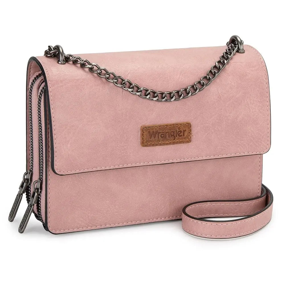 Wrangler Flap Crossbody Purse for Women Shoulder Bag Vintage Wallets with Chain