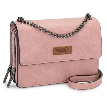 Wrangler Flap Crossbody Purse for Women Shoulder Bag Vintage Wallets with Chain