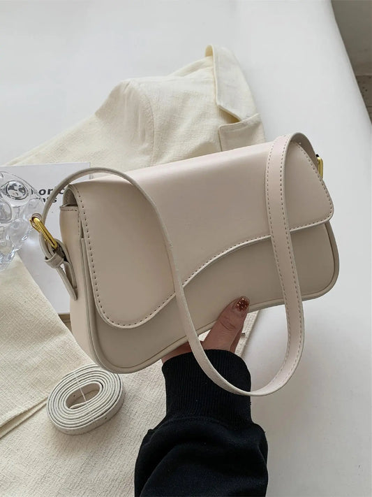 Women's Solid Color Asymmetric Classic Flap Casual Crossbody Shoulder Bag, Versatile Textured PU Leather Commuter Casual Purse for Daily Use, Everyday Crossbody Bag