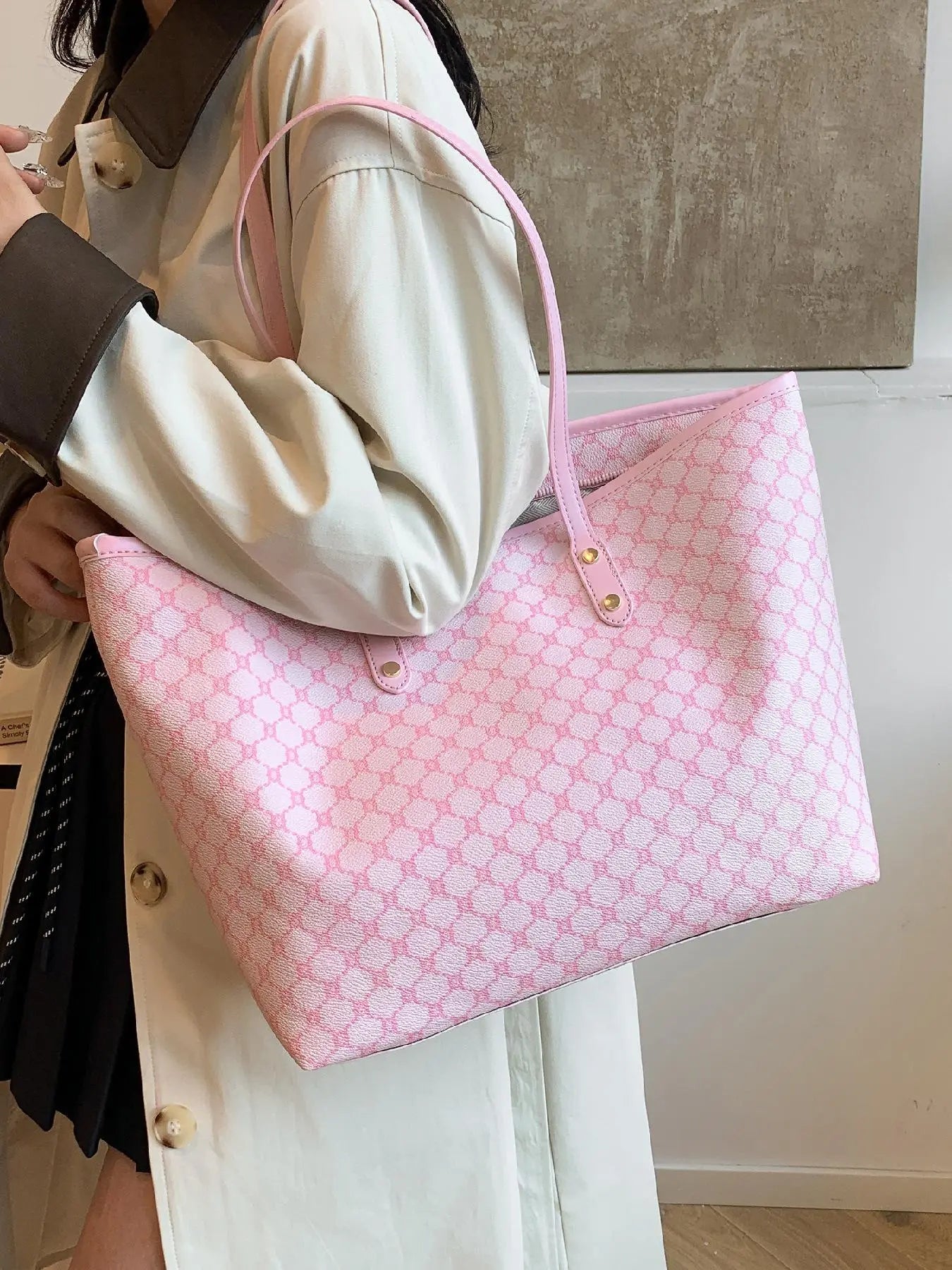 Fashionable Large Capacity Shoulder Bag, Casual Versatile Tote Bag for Women, Trendy All-match Commuter Bag for Daily Used, Handbag Shoulder Bag, Fashionable Patterned Bag, Handbag Shoulder Purse, Aesthetic Shoulder Handbag, Everyday Shoulder Bag