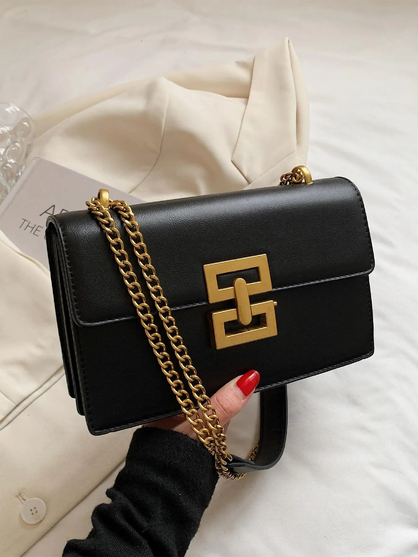Fashion Chain Strap Quilted Pu Leather Square Bag, Simple Plain Fashionable Stylish Crossbody Bag with Shoulder Strap, Casual Handbag Shoulder Bag, Daily Commuting Crossbody Shoulder Purses for Women