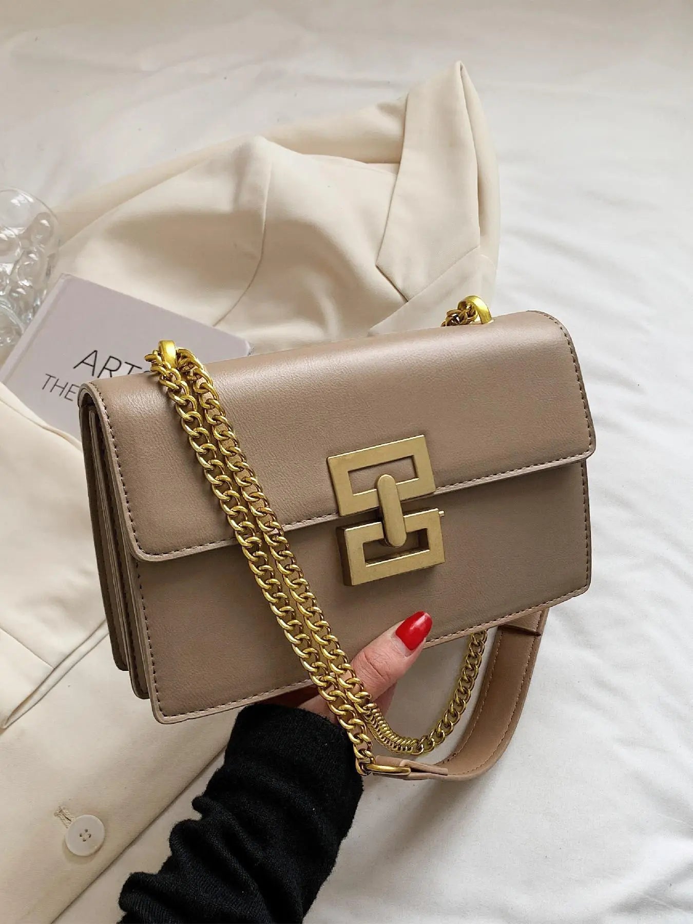 Fashion Chain Strap Quilted Pu Leather Square Bag, Simple Plain Fashionable Stylish Crossbody Bag with Shoulder Strap, Casual Handbag Shoulder Bag, Daily Commuting Crossbody Shoulder Purses for Women