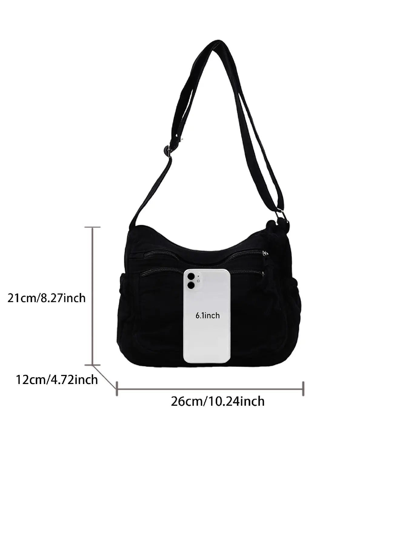 Ladies' solid color retro multi pocket canvas crossbody bag, fashionable and simple daily commuting easy to match with shoulder bag, Casual Commuter Bag, Multi Compartment Bag, Trendy Commuting Bag, Crossbody Shoulder Bags