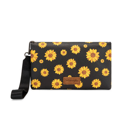 Wrangler RFID Blocking Bifold Clutch Credit Card Holder Purse with Crossbody Strap for Woman