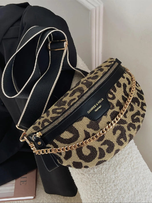 Women's Fashion Leopard Pattern Fanny Pack, Casual Bum Bag, Casual Waist Bag, Casual Versatile Zipper Chest Bag for Daily Used, Trendy All-match Sling Bag, Zipper Belt Bag, Waist Packs