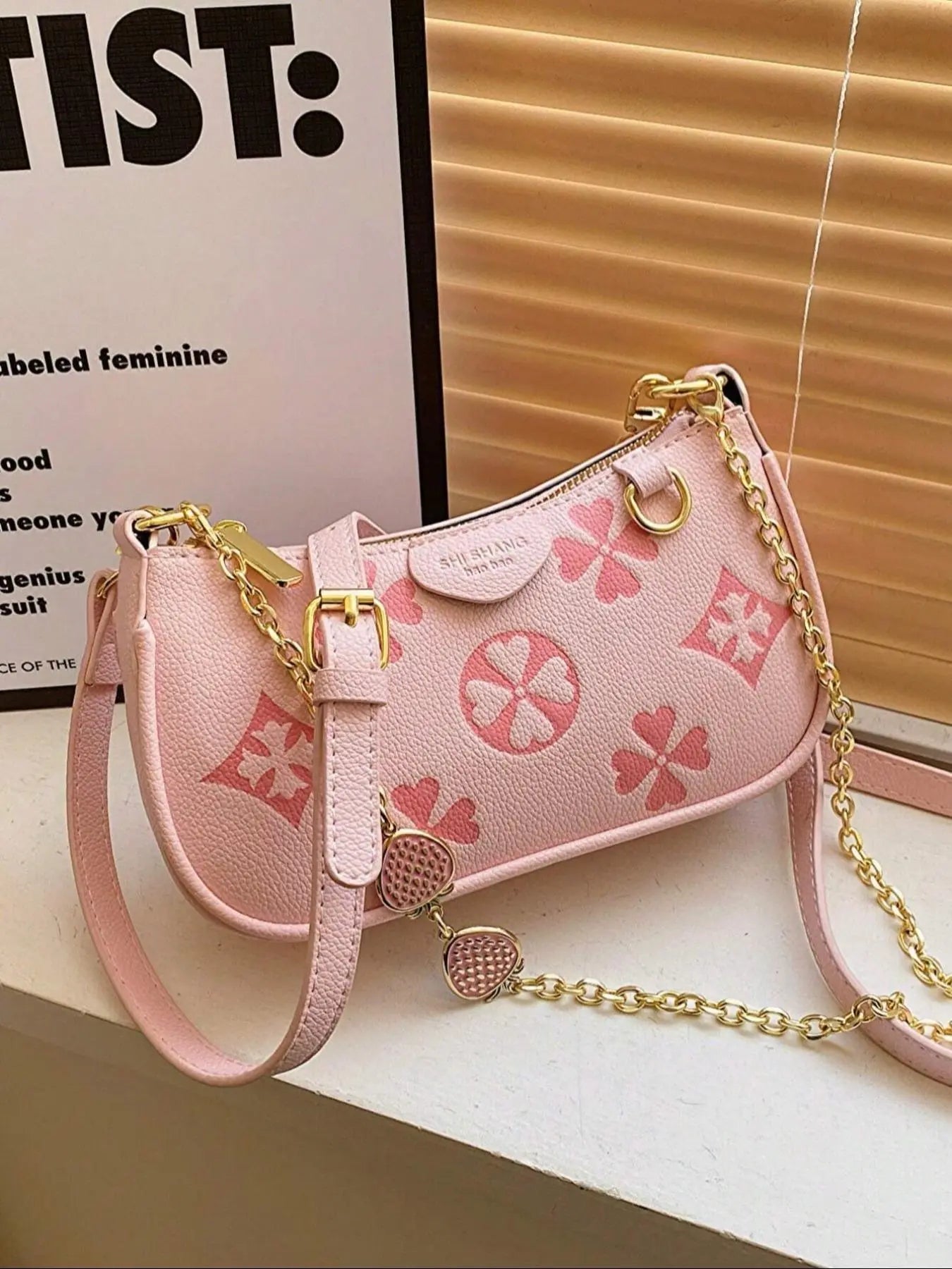 Women's Patterned Bag, Crossbody Bags with Adjustable Strap, Handbag Shoulder Purse, Casual Fashion Bag, Casual PU Leather Zipper Shoulder Purse for Daily Use and Commuting