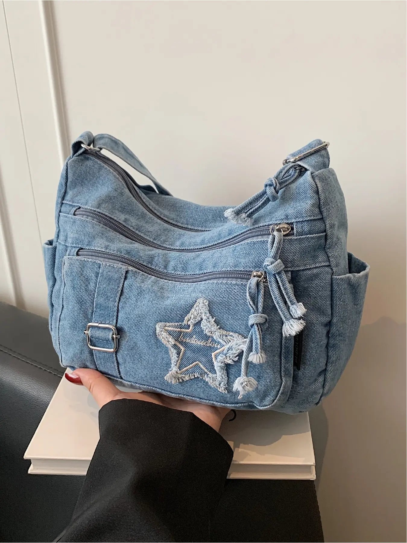 Casual and Fashionable Multi-Pocket Star Pattern Crossbody Bag, Shoulder Bag, Casual Trendy Bag, Crossbody Shoulder Handbag