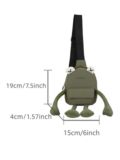 Women's Cute Cartoon Frog Design Chest Pack, Casual Novelty Crossbody Fanny Pack, Fashionable Zipper Sling Pack for Daily Use, Versatile Bag, Lightweight Crossbody Bag, Crossbody Purse, Crossbody Shoulder, Crossbody Shoulder Purses