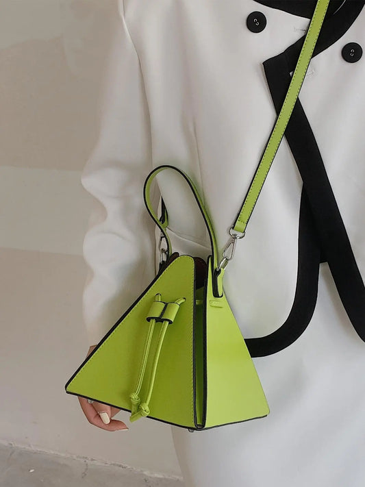 Women's Solid Color Triangle Crossbody Bag, Everyday Crossbody Bag, Lightweight PU Leather Handbag for Daily Use, Versatile Casual Shoulder Bag for Commuting and Shopping, Daily Commuter Bag, Fashionable Casual Bag, Casual Fashion Bag