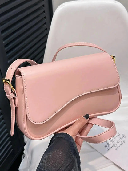 Women's Solid Color Asymmetric Classic Flap Casual Crossbody Shoulder Bag, Versatile Textured PU Leather Commuter Casual Purse for Daily Use, Everyday Crossbody Bag