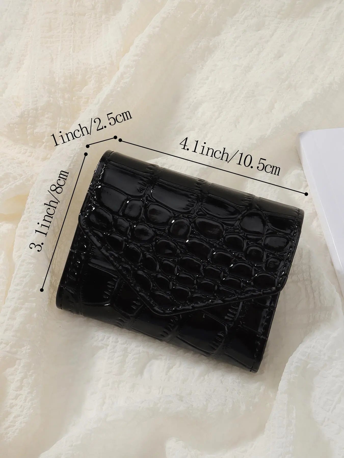 Women's Summer Simple Plain Crocodile Embossed Pattern Pu Leather Card Holder, Multi-card Card Holder, Solid Color Bifold Wallet, Stylish Wallet, Credit Card Wallet, Bifold Cardholder