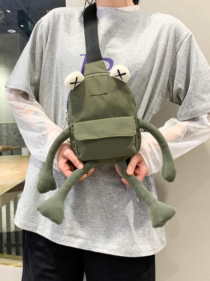 Women's Cute Cartoon Frog Design Chest Pack, Casual Novelty Crossbody Fanny Pack, Fashionable Zipper Sling Pack for Daily Use, Versatile Bag, Lightweight Crossbody Bag, Crossbody Purse, Crossbody Shoulder, Crossbody Shoulder Purses