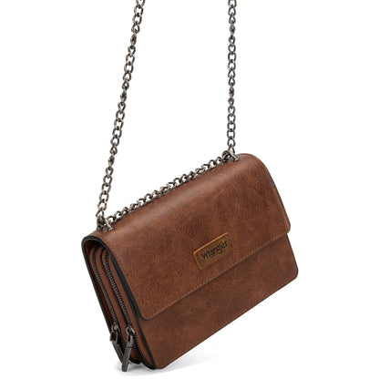 Wrangler Flap Crossbody Purse for Women Shoulder Bag Vintage Wallets with Chain