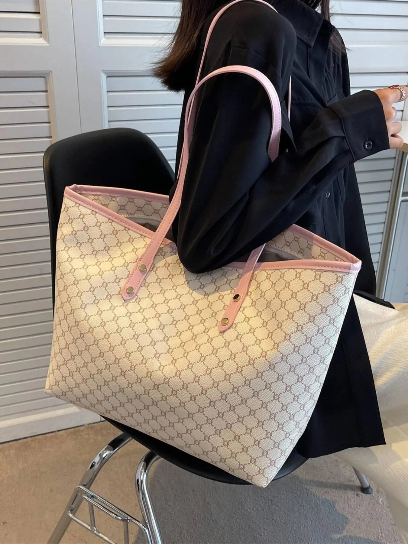 Fashionable Large Capacity Shoulder Bag, Casual Versatile Tote Bag for Women, Trendy All-match Commuter Bag for Daily Used, Handbag Shoulder Bag, Fashionable Patterned Bag, Handbag Shoulder Purse, Aesthetic Shoulder Handbag, Everyday Shoulder Bag