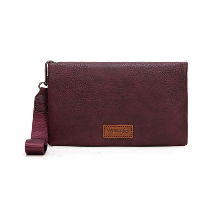 Wrangler RFID Blocking Bifold Clutch Credit Card Holder Purse with Crossbody Strap for Woman