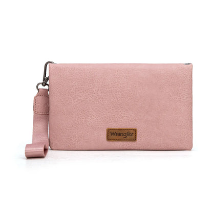 Wrangler RFID Blocking Bifold Clutch Credit Card Holder Purse with Crossbody Strap for Woman