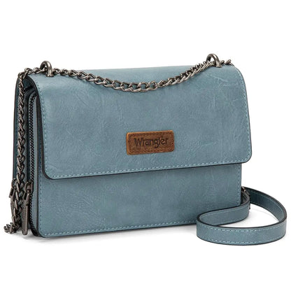 Wrangler Flap Crossbody Purse for Women Shoulder Bag Vintage Wallets with Chain