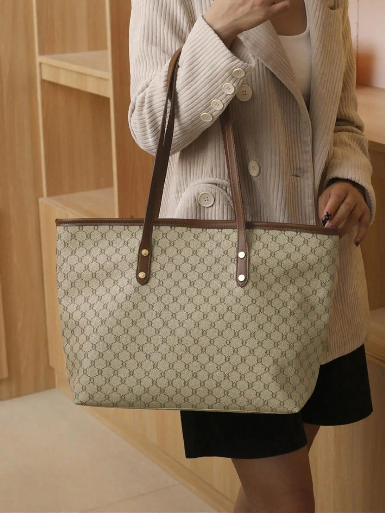 Fashionable Large Capacity Shoulder Bag, Casual Versatile Tote Bag for Women, Trendy All-match Commuter Bag for Daily Used, Handbag Shoulder Bag, Fashionable Patterned Bag, Handbag Shoulder Purse, Aesthetic Shoulder Handbag, Everyday Shoulder Bag