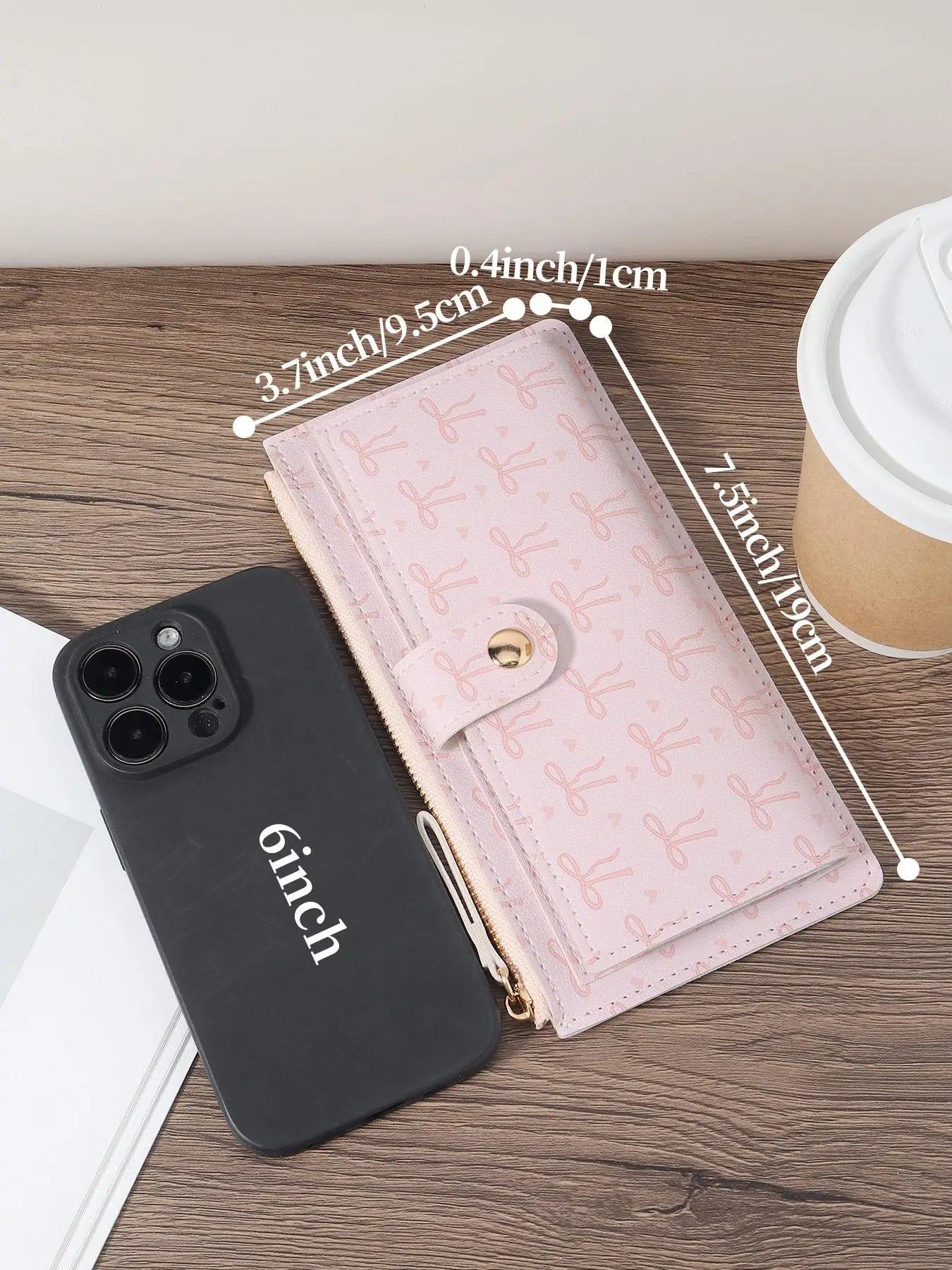 Women's Cartoon Bow Pattern Long Wallet, Multi-functional PU Card Holder, Fashionable Wallet with Multiple Card Slots, Card Bag, Card Id Slots