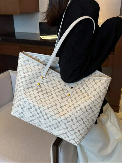 Fashionable Large Capacity Shoulder Bag, Casual Versatile Tote Bag for Women, Trendy All-match Commuter Bag for Daily Used, Handbag Shoulder Bag, Fashionable Patterned Bag, Handbag Shoulder Purse, Aesthetic Shoulder Handbag, Everyday Shoulder Bag